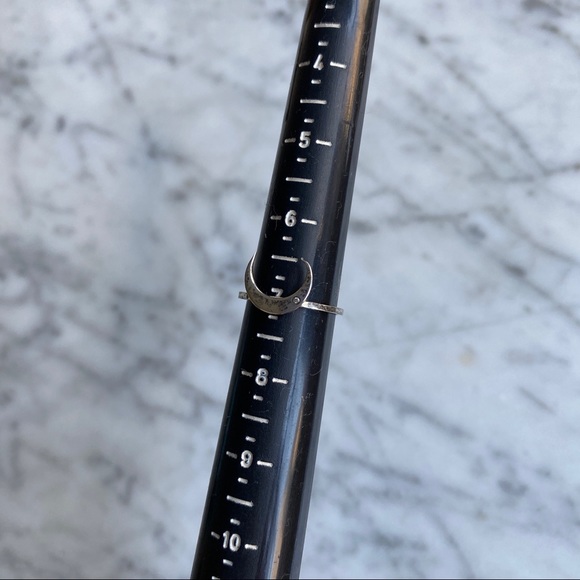 Crescent Moon Sterling Silver Ring with Single Gem - Picture 6 of 6